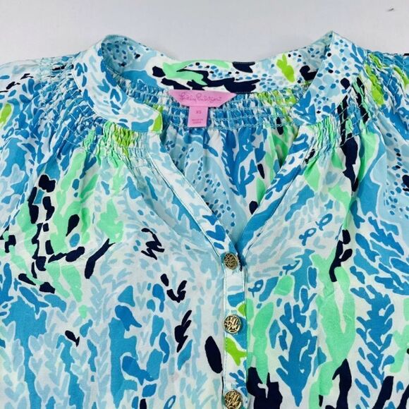 Lilly Pulitzer Elsa Top Blue Spa Let's Cha Cha - Picture 5 of 8